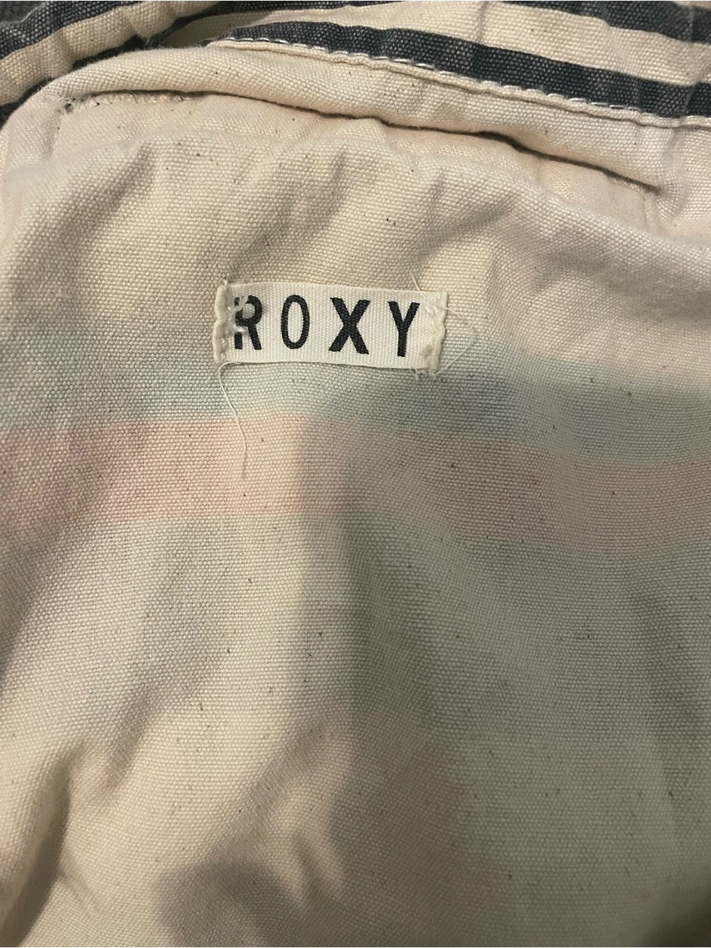 Roxy Striped Canvas Drawstring Backpack - Black, Orange, Red, Green, Blue, Cream - Picture 4 of 5